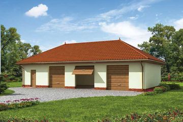  Projekt garażu G218 garaż trzystanowiskowy z pomieszczeniami gospodarczymi (SLN1443) - projekt garażu parterowego - Zdjęcie 1