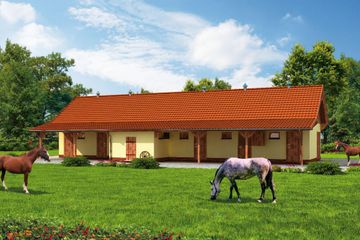  Projekt stajni S38 Stajnia dla koni - 5 boksów (SLN1444) - projekt stajni parterowego - Zdjęcie 1