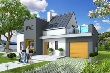  Projekt domu Lenka z garażem 1-st. [A] (WRF1414) - projekt domu parterowego z poddaszem - Zdjęcie 1