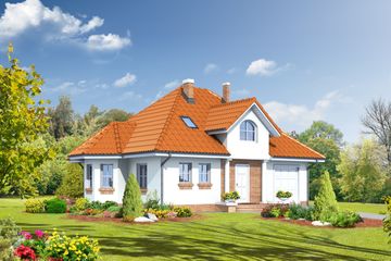  Projekt domu Zarzecze małe 11 (KRP1240) - projekt domu parterowego z poddaszem - Zdjęcie 1