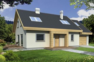  Projekt domu Adaś II paliwo stałe wersja C z podwójnym gar. (WRD1608) - projekt domu parterowego z poddaszem - Zdjęcie 1