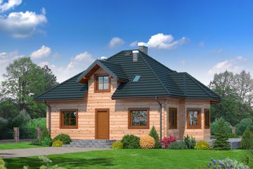  Projekt domu Zagórze małe 9 (KRP1386) - projekt domu parterowego z poddaszem - Zdjęcie 1