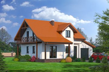  Projekt domu Osiek 8g (KRP1387) - projekt domu parterowego z poddaszem - Zdjęcie 1