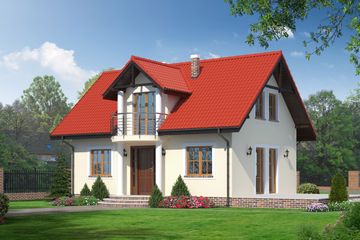  Projekt domu Miłosna (KRP1247) - projekt domu parterowego z poddaszem - Zdjęcie 1