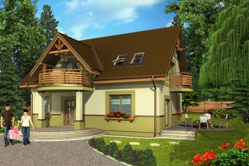  Projekt domu Mario bez garażu [B] (WRF1345) - projekt domu parterowego z poddaszem - Zdjęcie 1