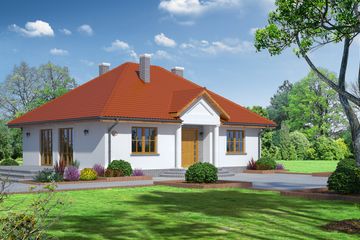 Projekt domu Antonin tb - parterowy dom o powierzchni 94,02 m², dach kopertowy - ujęcie frontu