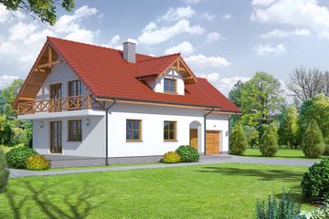  Projekt domu Osiek 7 (KRP1263) - projekt domu parterowego z poddaszem - Zdjęcie 1