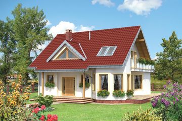  Projekt domu Maja Solo - murowana – beton komórkowy (KRD2108) - projekt domu parterowego z poddaszem - Zdjęcie 1