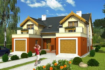  Projekt domu Magda z garażem 1-st. bliźniak [A-BL] (WRF1380) - projekt domu parterowego z poddaszem - Zdjęcie 1