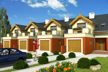  Projekt domu Magda z garażem 1-st. szeregówka (WRF1381) - projekt domu parterowego z poddaszem - Zdjęcie 1