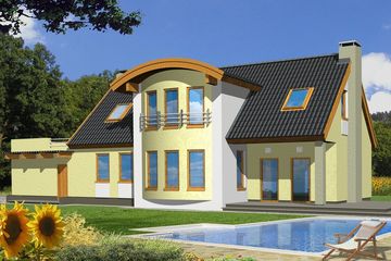  Projekt domu Słonecznik wersja D bez garażu (WRD1432) - projekt domu parterowego z poddaszem - Zdjęcie 1