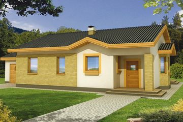  Projekt domu Stokrotka wersja A mniejsza z pojedynczym garażem (WRD1436) - projekt domu parterowego - Zdjęcie 1