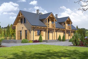  Projekt domu Grybów a+b dw (KRP1404) - projekt domu parterowego z poddaszem - Zdjęcie 1