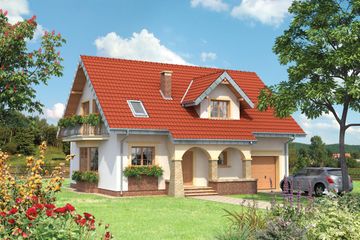  Projekt domu Zoja Bona - murowana – beton komórkowy (KRD2122) - projekt domu parterowego z poddaszem - Zdjęcie 1