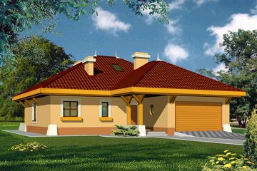  Projekt domu Wierzba 2 wersja B z wydłużonym garażem (WRD1454) - projekt domu parterowego z poddaszem - Zdjęcie 1