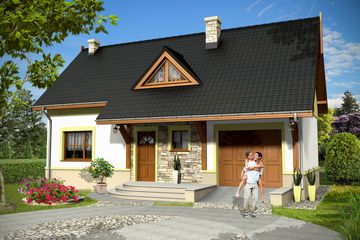  Projekt domu Kajtek z garażem 1-st. [A] (WRF1496) - projekt domu parterowego z poddaszem - Zdjęcie 1