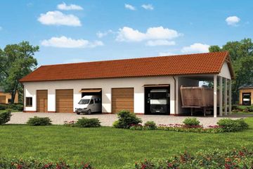  Projekt garażu G225 garaż czterostanowiskowy z pomieszczeniami gospodarczymi (SLN1305) - projekt garażu parterowego - Zdjęcie 1