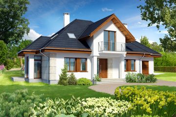  Projekt domu Dijon II DCP234a (WOB1105) - projekt domu parterowego z poddaszem - Zdjęcie 1