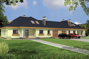  Projekt domu Akacja 2B bliźniak z garażem (WRD1464) - projekt domu parterowego z poddaszem - Zdjęcie 1