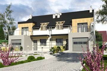  Projekt domu Gwarek II z garażem 1-st. bliźniak [A-BL2] (WRF1530) - projekt domu parterowego z poddaszem - Zdjęcie 1