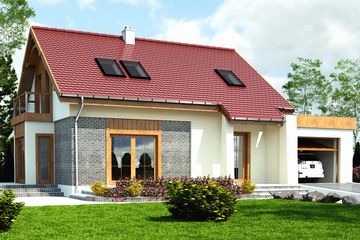  Projekt domu Czeczotka z garażem 1-st. [A] (WRF1537) - projekt domu parterowego z poddaszem - Zdjęcie 1