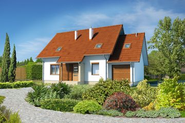  Projekt domu Miluza II LMP244a (WRB1384) - projekt domu parterowego z poddaszem - Zdjęcie 1