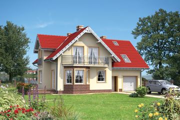  Projekt domu Ametyst G2 - murowana – beton komórkowy (KRD2126) - projekt domu parterowego z poddaszem - Zdjęcie 1