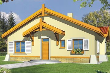  Projekt domu Calineczka wersja B z kalenicą prostopadłą do frontu (WRD1317) - projekt domu parterowego - Zdjęcie 1