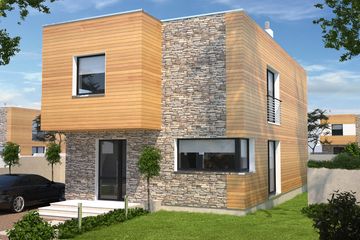 Projekt domu Delft DCP294 - z pełnym piętrem dom o powierzchni 104,42 m², dach płaski, koszt budowy 323 000 zł - ujęcie frontu