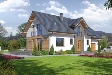  Projekt domu Czasław 13g (KRP1558) - projekt domu parterowego z poddaszem - Zdjęcie 1