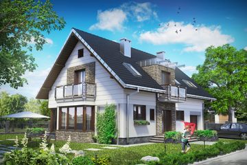  Projekt domu Axel - murowana – keramzyt (KRD2521) - projekt domu parterowego z poddaszem - Zdjęcie 1