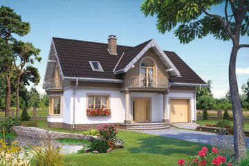  Projekt domu Dymsza Polo - murowana – beton komórkowy (KRD2030) - projekt domu parterowego z poddaszem - Zdjęcie 1