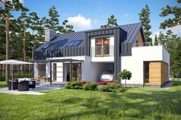  Projekt domu TK59 (WAK1047) - projekt domu parterowego z poddaszem - Zdjęcie 1