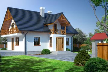  Projekt domu Brzoza średnia (KRP1180) - projekt domu parterowego z poddaszem - Zdjęcie 1