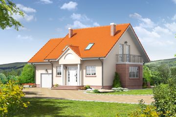  Projekt domu Barcin b + garaż (KRP1187) - projekt domu parterowego z poddaszem - Zdjęcie 1