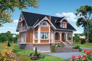 Projekt domu Laura (1104) - parterowy z poddaszem dom o powierzchni 152,90 m², dach dwuspadowy, koszt budowy 419 000 zł - ujęcie frontu