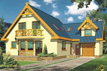  Projekt domu Konwalia wersja C z pojedynczym garażem układ L (WRD1374) - projekt domu parterowego z poddaszem - Zdjęcie 1