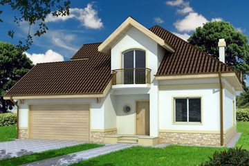  Projekt domu Agio paliwo stałe wersja B z podwój. gar. (WRD1588) - projekt domu parterowego z poddaszem - Zdjęcie 1