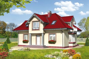  Projekt domu Roksana Rex - murowana - beton komórkowy (KRD2064) - projekt domu parterowego z poddaszem - Zdjęcie 1