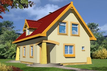  Projekt domu Malinka wersja B z wiatą (WRD1392) - projekt domu parterowego z poddaszem - Zdjęcie 1