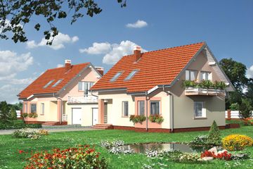  Projekt domu Calineczka-2 Duo - murowana - ceramika (KRD1736) - projekt domu parterowego z poddaszem - Zdjęcie 1