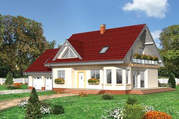  Projekt domu Maja Rex G2 - murowana – beton komórkowy (KRD1738) - projekt domu parterowego z poddaszem - Zdjęcie 1