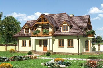  Projekt domu Szafran - murowana – ceramika (KRD1224) - projekt domu parterowego z poddaszem - Zdjęcie 1