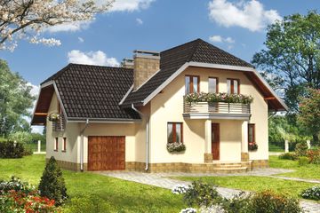  Projekt domu Szymon - murowana – ceramika (KRD1228) - projekt domu parterowego z poddaszem - Zdjęcie 1