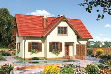  Projekt domu Barnaba - murowana – ceramika (KRD1380) - projekt domu parterowego z poddaszem - Zdjęcie 1