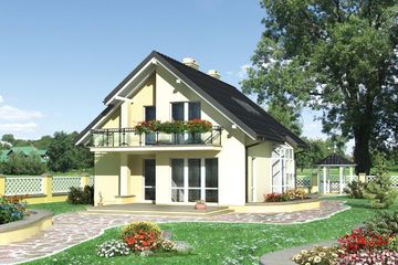  Projekt domu Bogatka - murowana – beton komórkowy (KRD1384) - projekt domu parterowego z poddaszem - Zdjęcie 1