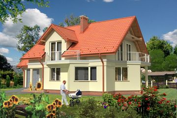  Projekt domu Salerno II (KRH1232) - projekt domu parterowego z poddaszem - Zdjęcie 1