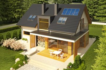 Projekt domu Katja - parterowy z poddaszem dom o powierzchni 143,26 m², dach dwuspadowy - ujęcie 2