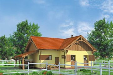  Projekt stajni S9 stajnia dla koni - 4 boksy (SLN1738) - projekt stajni parterowego - Zdjęcie 1