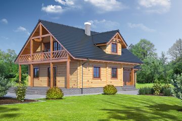  Projekt domu Osiek dw z garażem (KRP1222) - projekt domu parterowego z poddaszem - Zdjęcie 1